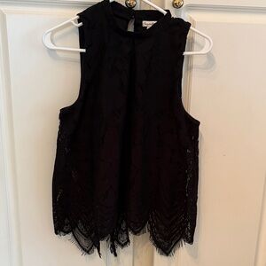 Black Sleeveless Lace Blouse